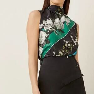Erdem Koren Daffodil Satin Tie Neck Top Size 6